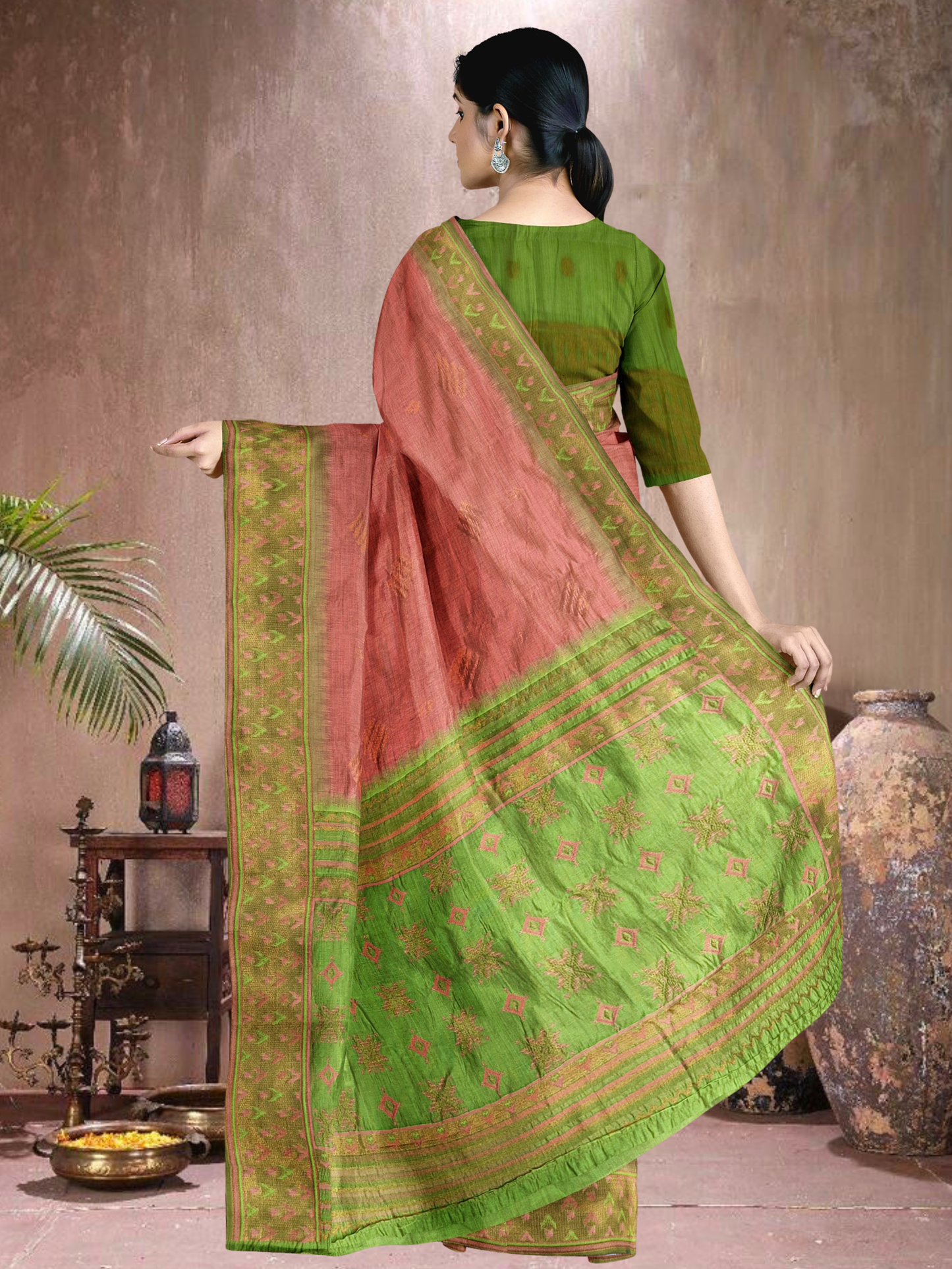 Peach Petal Cotton Blend Saree (PC-G-514005-1)