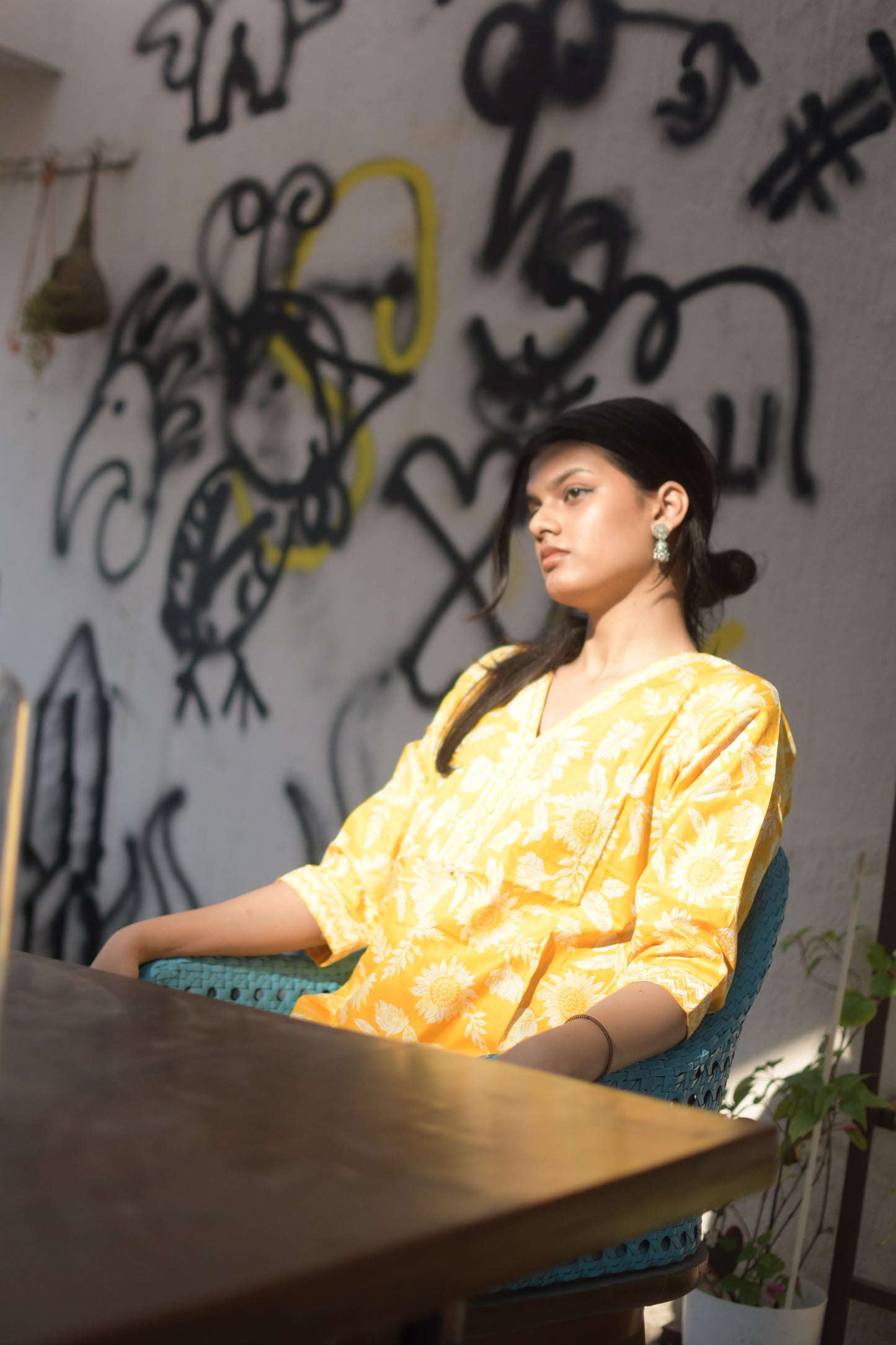 Yellow Lace Delight – Cotton 2-Piece Kurti Set (2FW-4-B6)