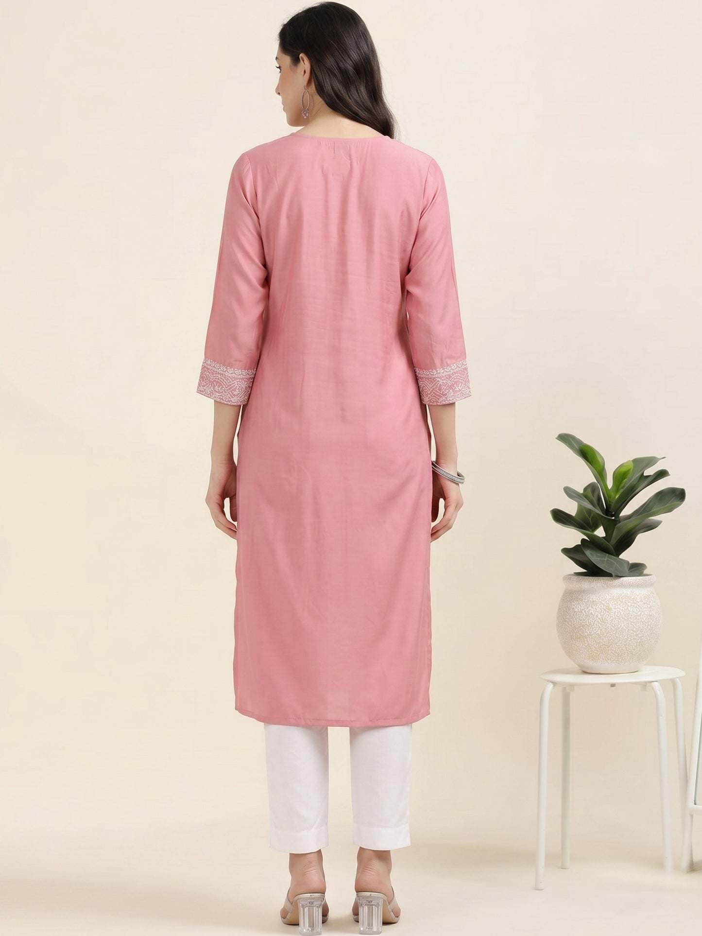 Blush Thread – Light Pink Cotton-Blend Kurti (2AA-2-A1)