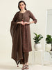 Brown Ajrak Printed Anarkali Cotton Set (1MF-1-C1)