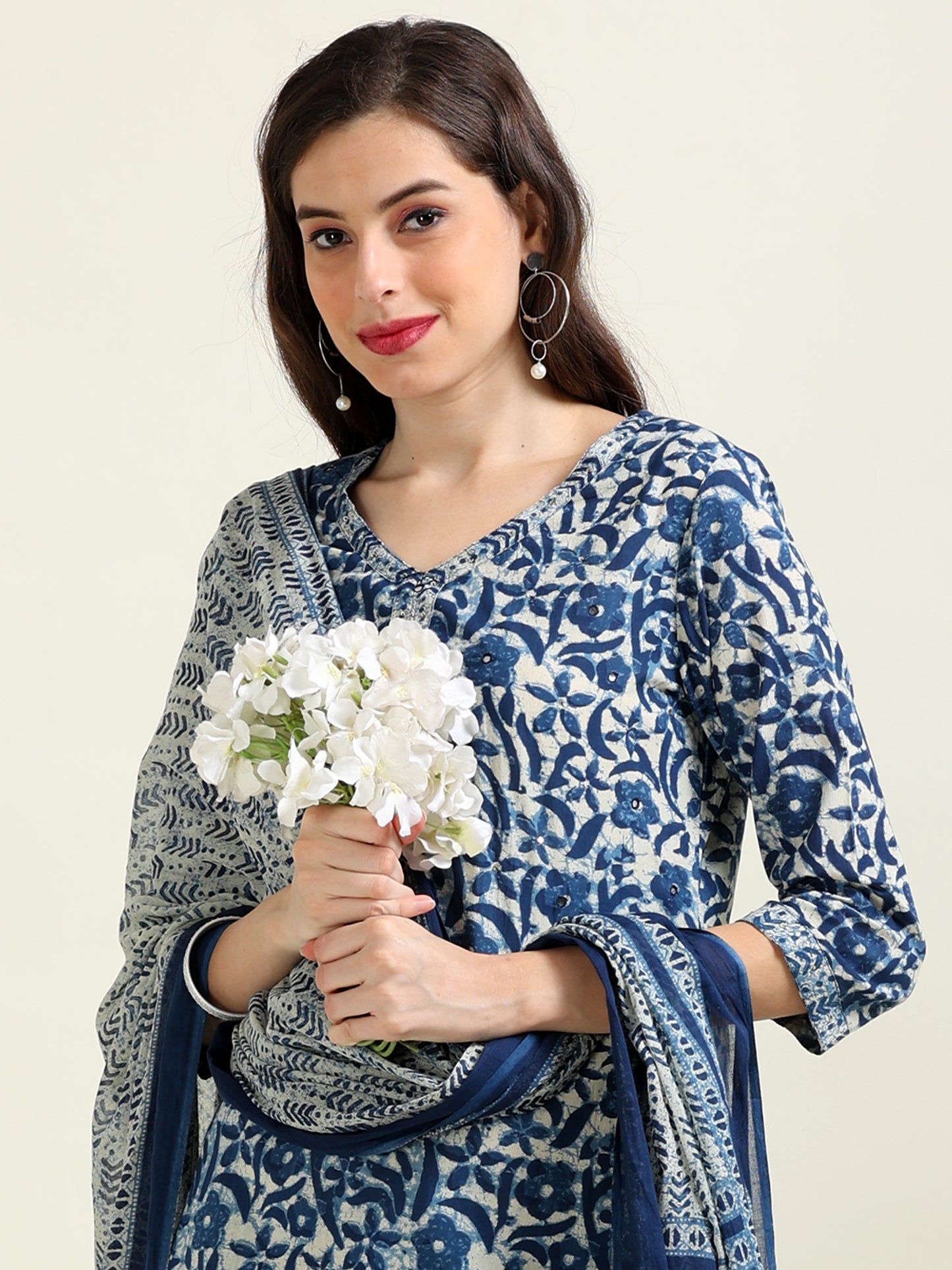 Indigo Mirrorwork Grace – Cotton 3-Piece Set (2TP-6-C18)
