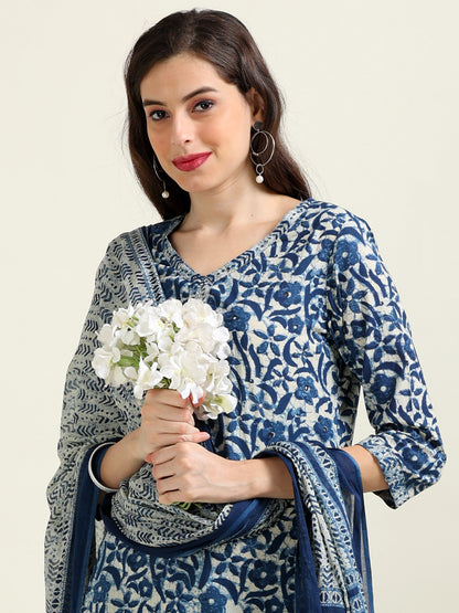 Indigo Mirrorwork Grace – Cotton 3-Piece Set (2TP-6-C18)