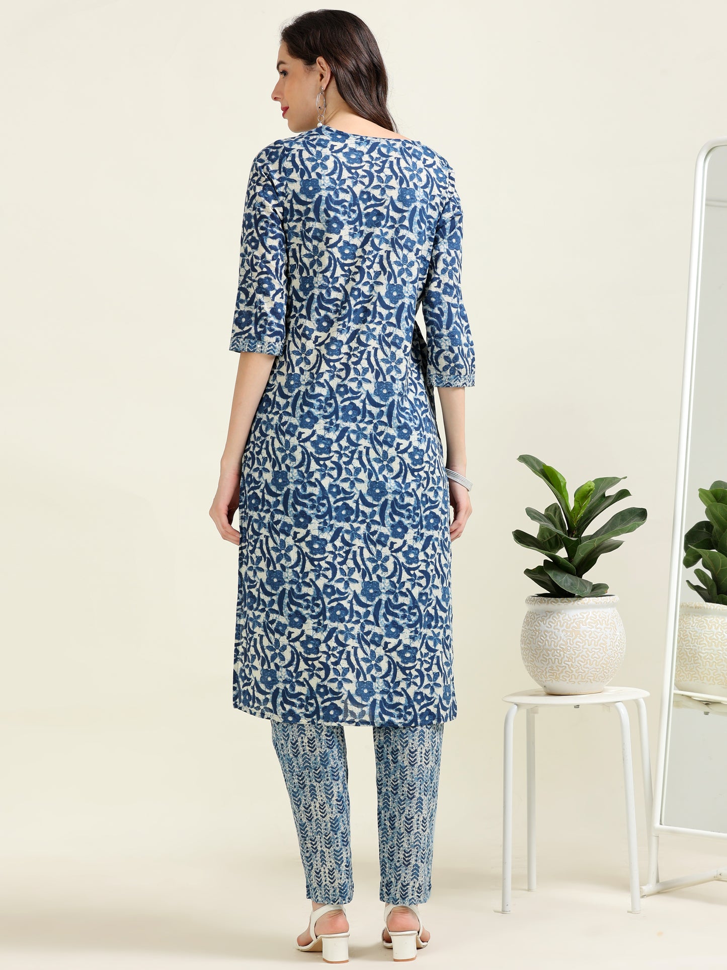 Indigo Mirrorwork Grace – Cotton 3-Piece Set (2TP-6-C18)