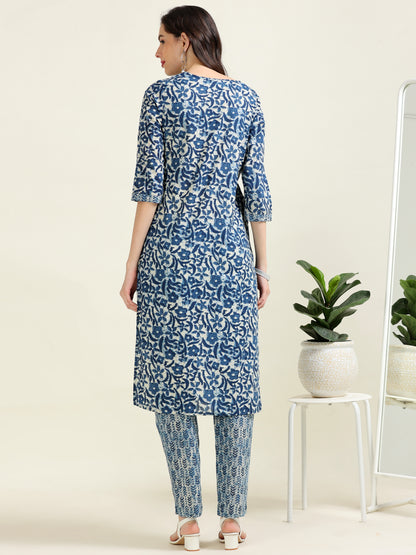 Indigo Mirrorwork Grace – Cotton 3-Piece Set (2TP-6-C18)