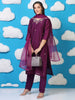 Royal Violet Whisper – Hand-Embroidered 3-Piece Set with Organza Dupatta (2AA-7-C2)