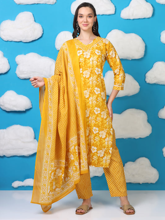 Sunflare Serenity – Yellow Printed 3-Piece Set (2TP-4-C5)