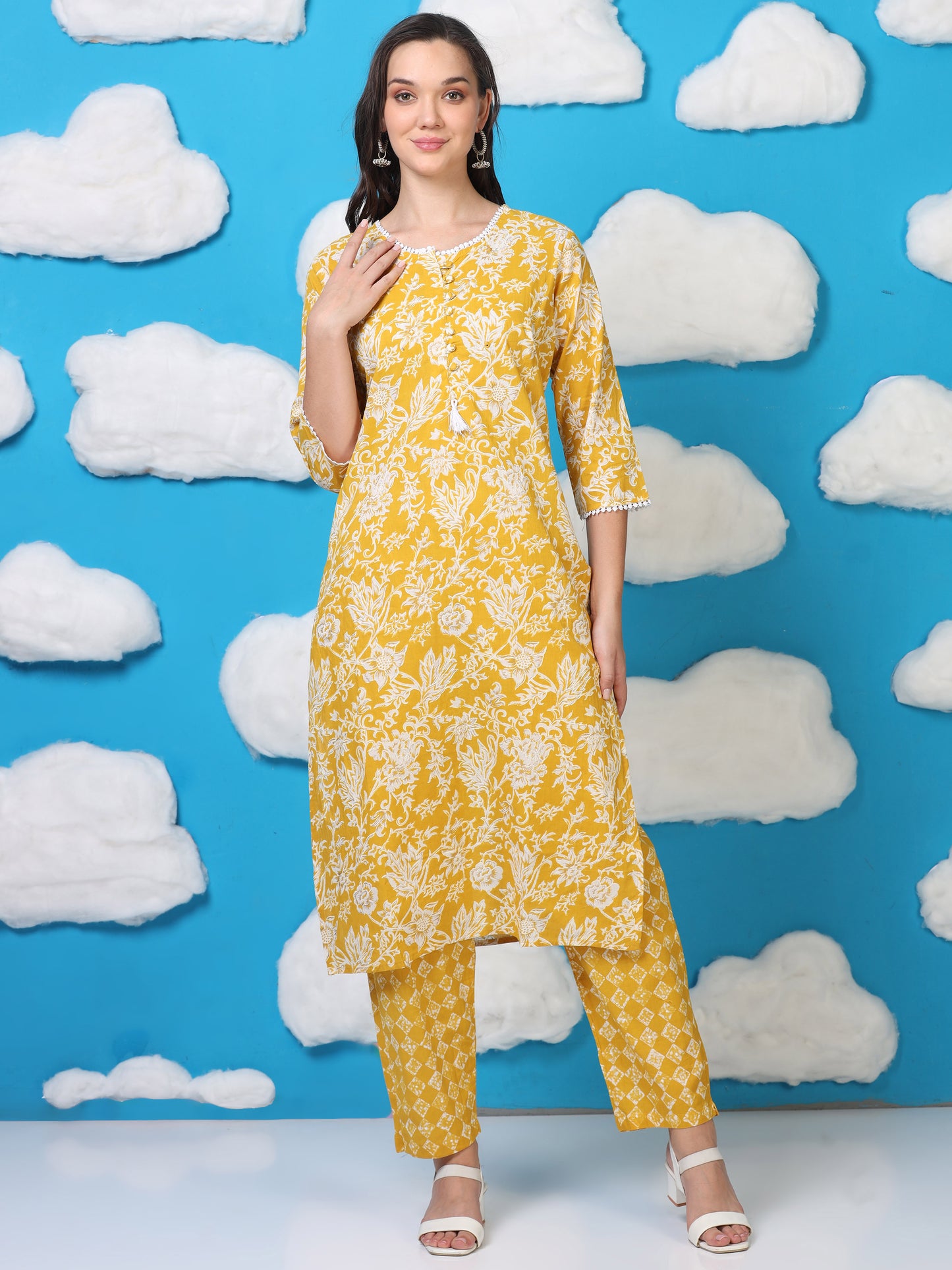 Sunshine Aura– Yellow & White Floral 3-Piece Set (2TP-4-C16)