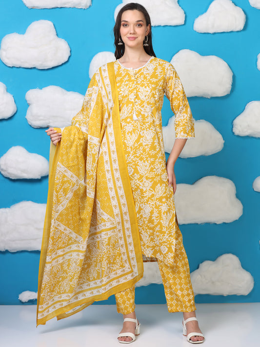 Sunshine Aura– Yellow & White Floral 3-Piece Set (2TP-4-C16)