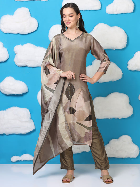 Mocha Muse – Brown Tissue Viscose 3-Piece Set (1KI-5-C13)