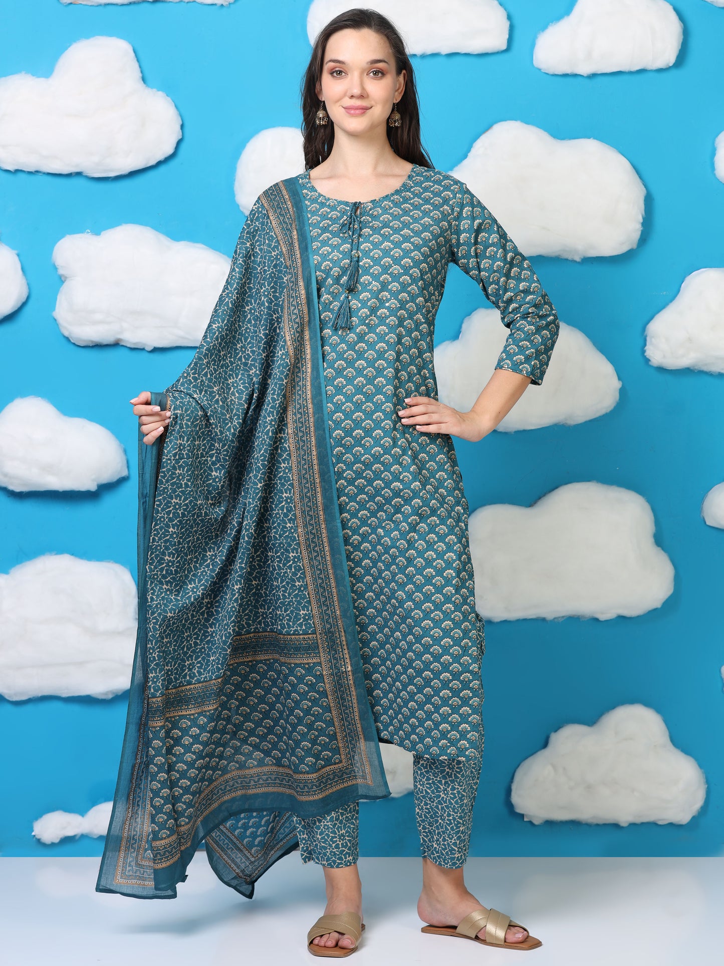 Indigo Ease – Blue Printed 3-Piece Set (2TP-6-C14)