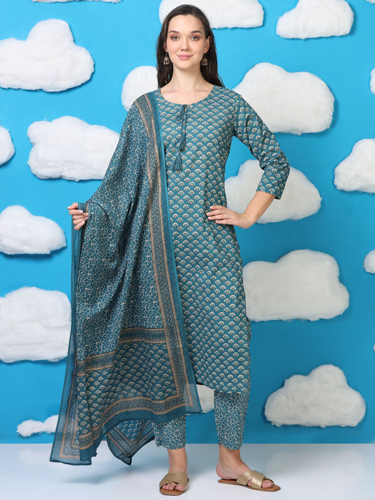 Indigo Ease – Blue Printed 3-Piece Set (2TP-6-C14)