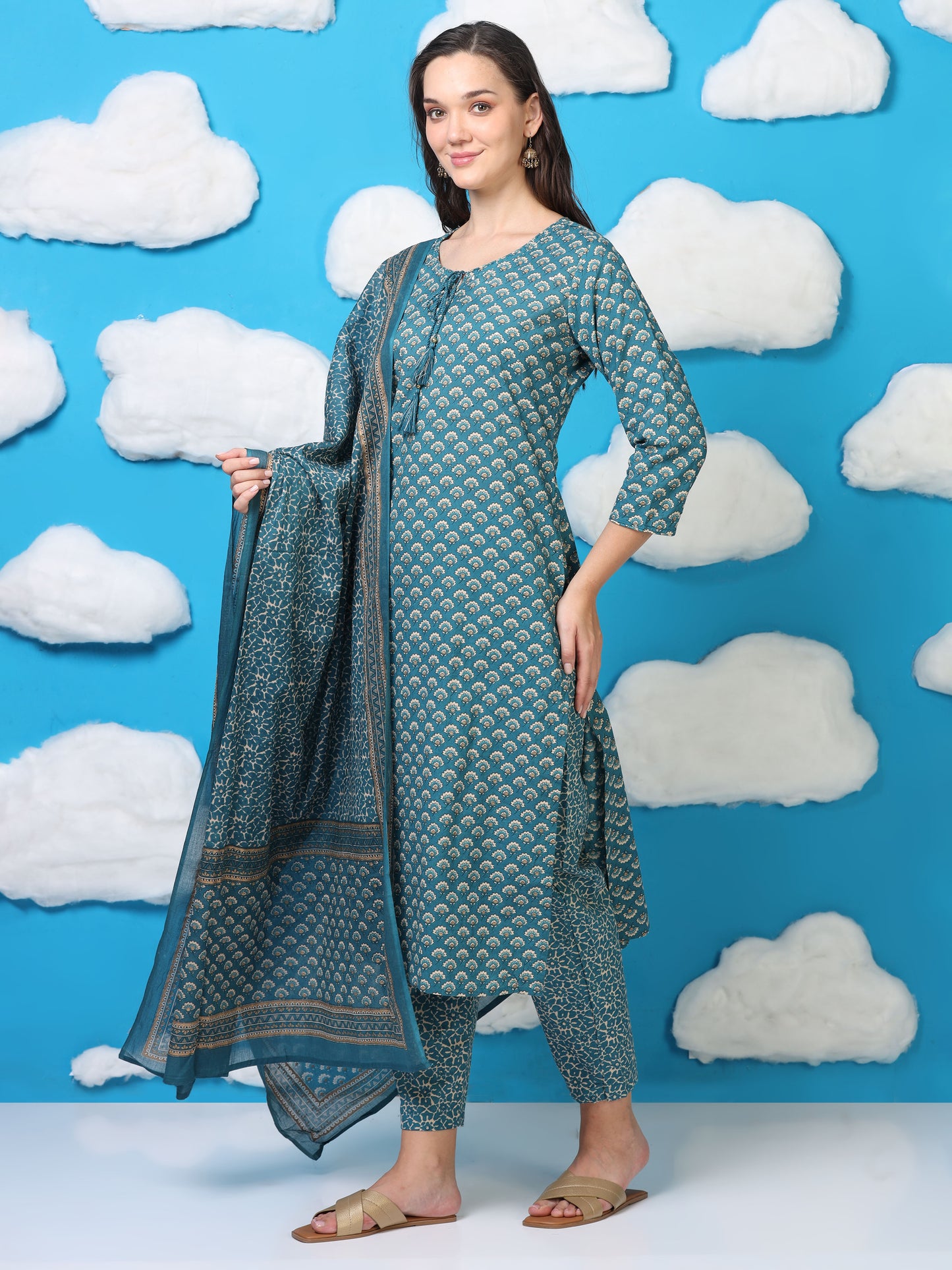 Indigo Ease – Blue Printed 3-Piece Set (2TP-6-C14)