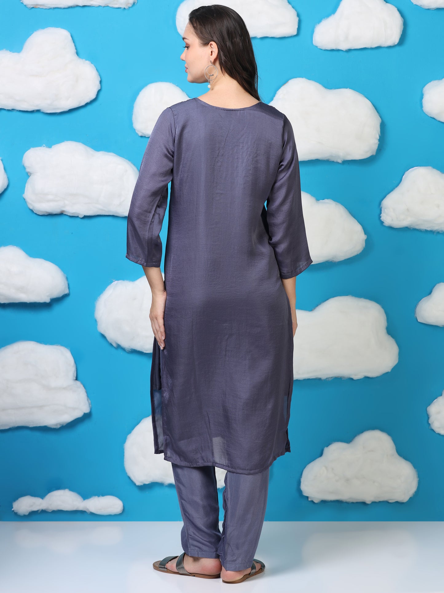 Twilight Taffeta – Blueish-Purple Tissue & Organza 3-Piece Set (1KI-6-C10)