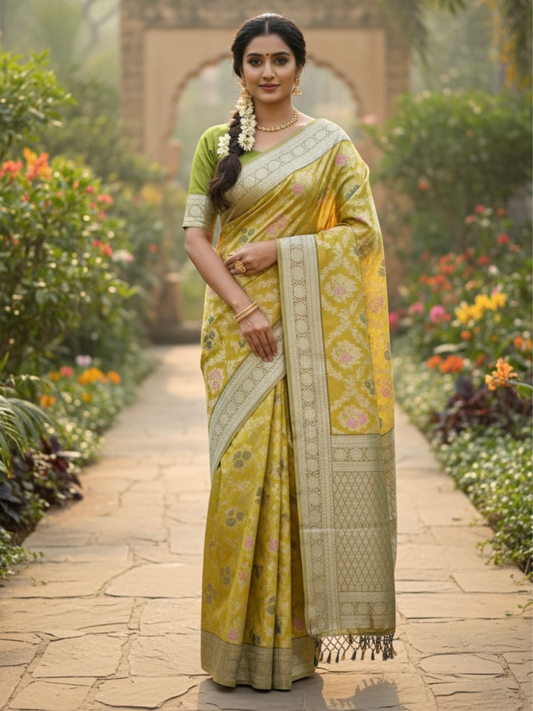 Harvest Glow – Tissue Art Silk Saree (M-G-521003)