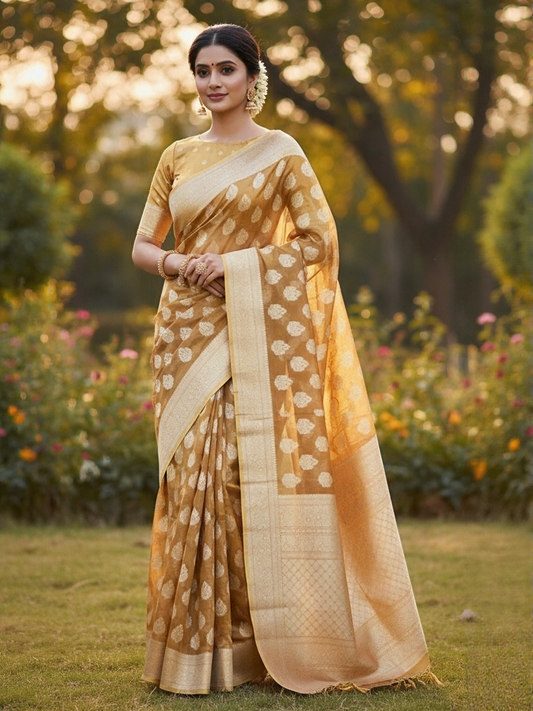 Golden Aura Tissue Art Silk Saree (GO-521005)