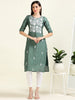 Sea Green Pearl Perfection – Straight Cotton Blend Kurti (1JD-5-A2)