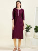 Wine Wanderlust – Embroidered Straight Cotton Kurti (1JD-7-A8)