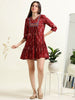 Maroon Mellow Anarkali – Embroidered Cotton Kurti –(1KB-2-A9)