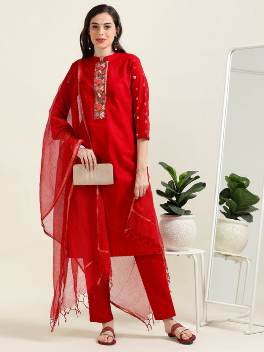 Maroon Winter Chic – Cotton 3-Piece Set (1KB-2-C12)