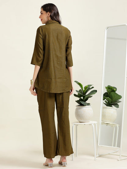 Olive Urban Chic – Indo-Western Handworked Co-Ord Set (1KI-5-B6)