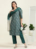 Teal Bandhani Charm – Viscose-Organza 3-Piece Set (1KI-6-C3)