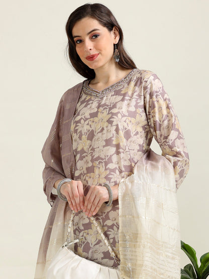 Mauve Whisper – Zari-Touch Festive 3 piece set  (1KI-7-C4)