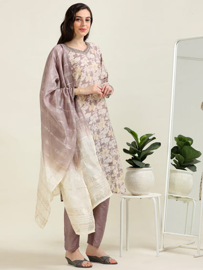 Mauve Whisper – Zari-Touch Festive 3 piece set  (1KI-7-C4)
