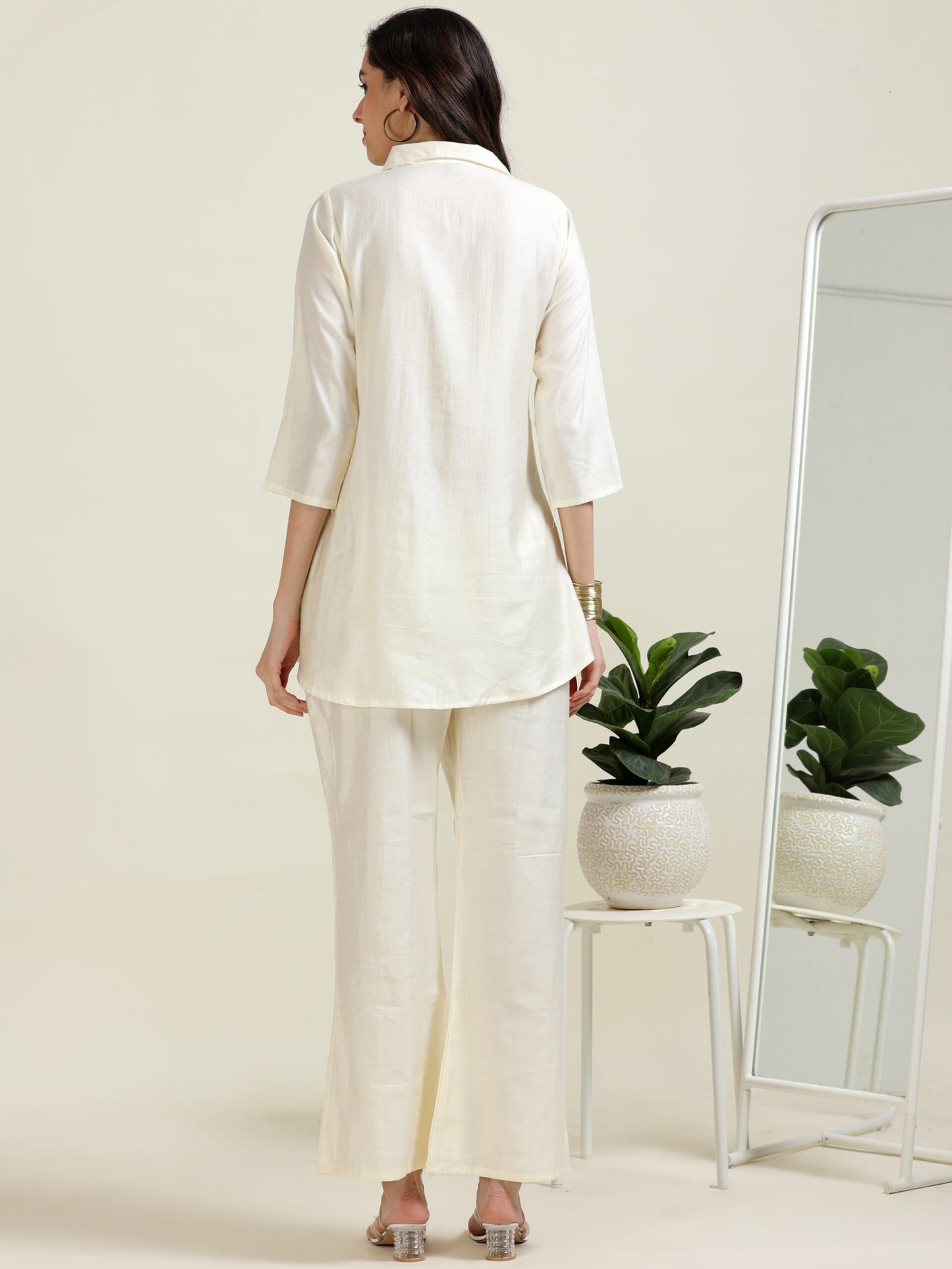 Ivory Minimalist Charm – Off-White Indo-Western Co-Ord Set (1KI-9-B7)