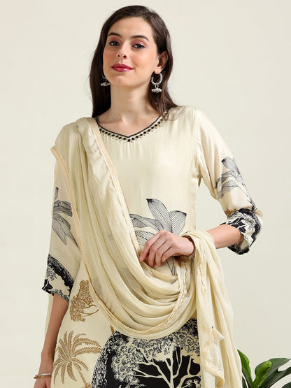 Ivory Grace – Semi-Formal Viscose 3 piece set with Chiffon Dupatta (1KI-9-C8)