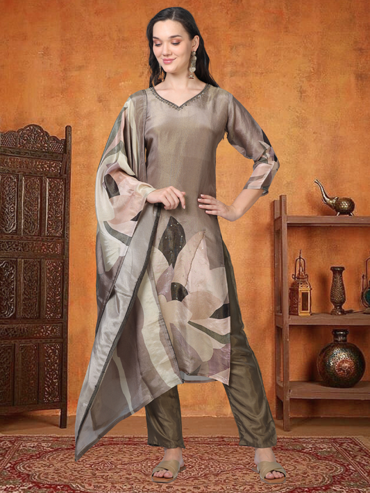 Mocha Muse – Brown Tissue Viscose 3-Piece Set (1KI-5-C13)