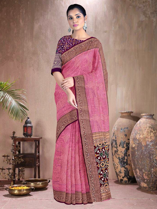 Pink-Purple Charm – Tussar Silk Saree (PI-PU-K20F15)