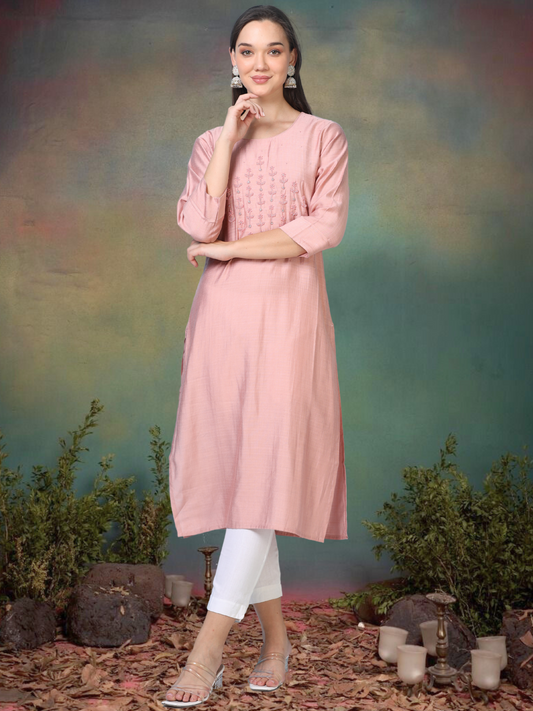 Pretty Please – Baby Pink Raw Silk Kurti (1KB-2-A8)