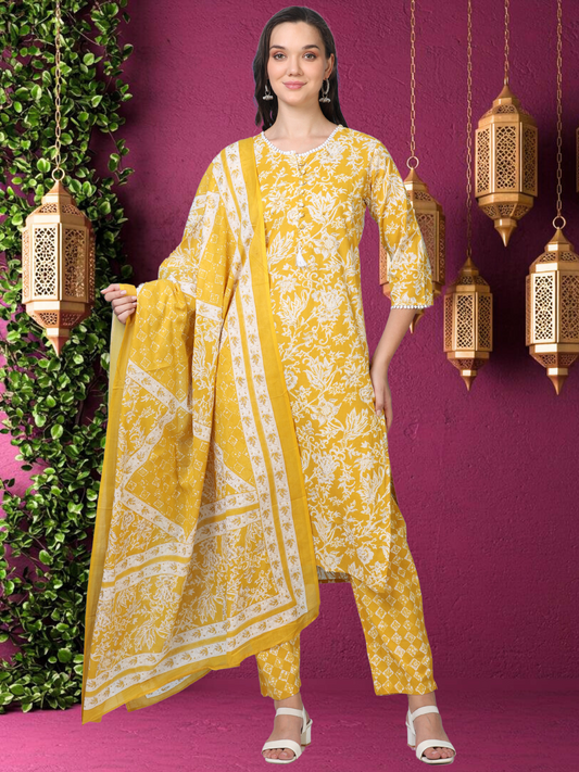 Sunshine Aura– Yellow & White Floral 3-Piece Set (2TP-4-C16)