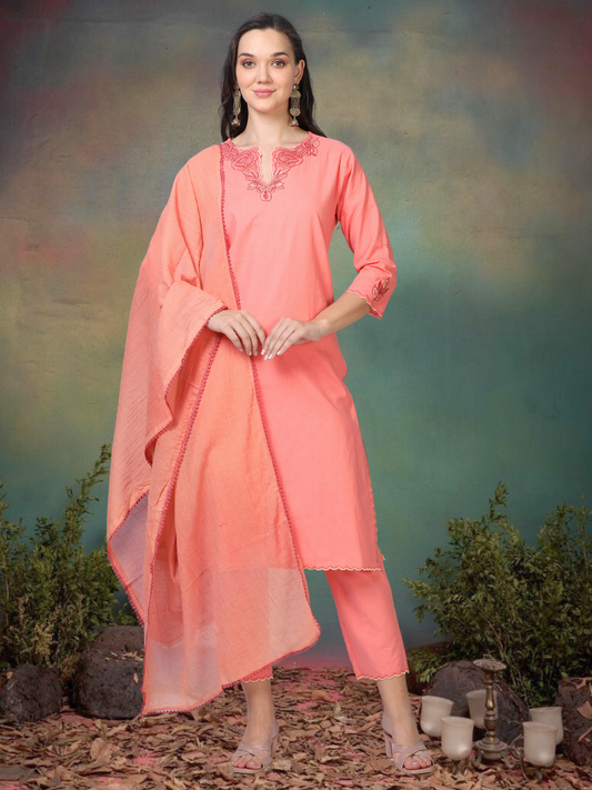 Blush Rush – Baby Pink Handworked 3-Piece Set (1KB-2-C5)