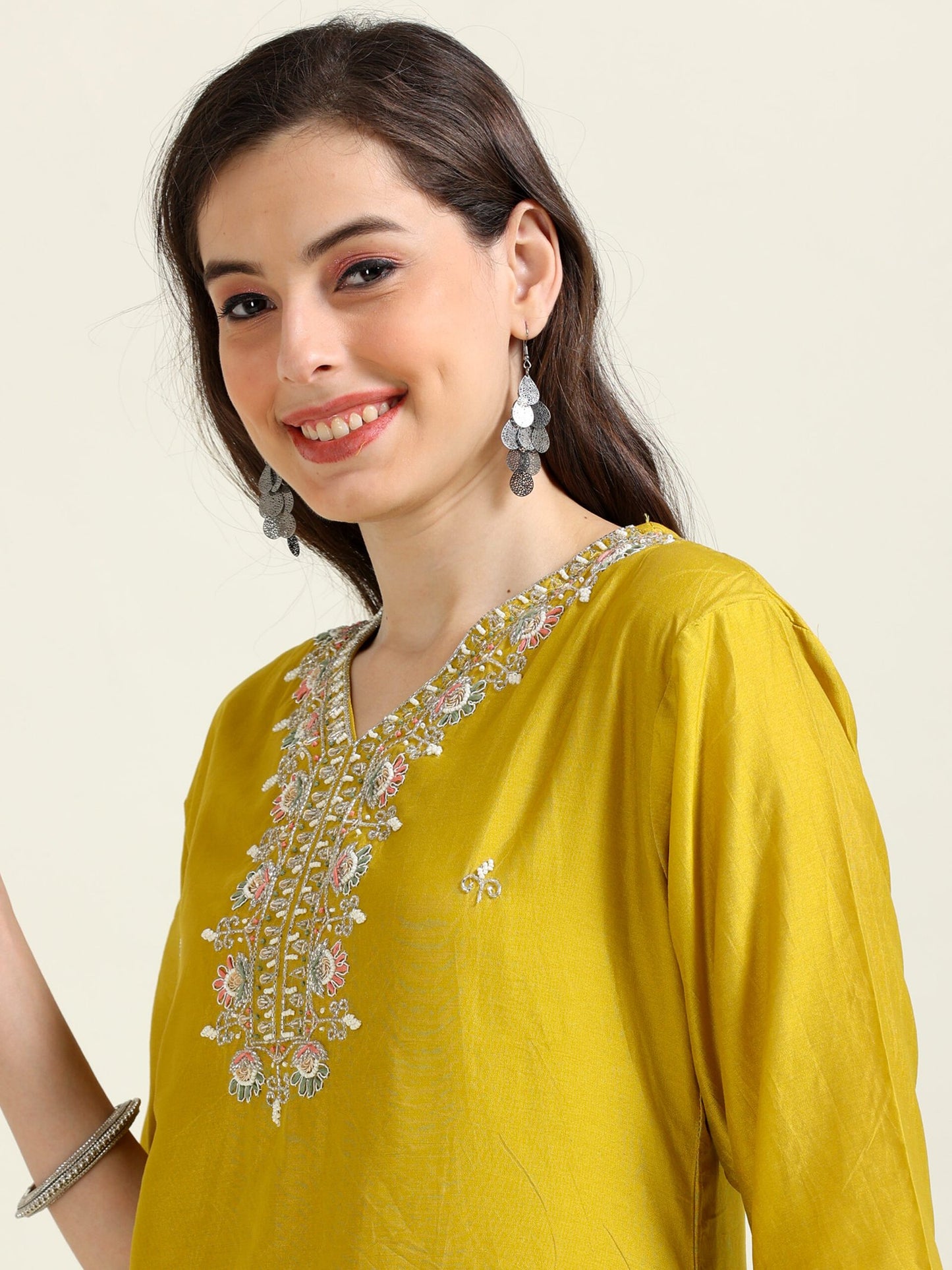 Haldi Glow – Yellow Ochre Pearl Embroidered Suit (2AA-4-C6)