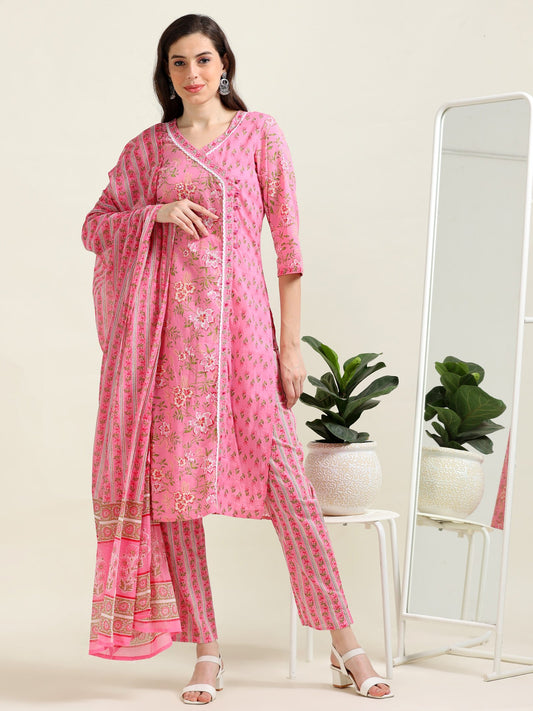 Pink Barbie Bliss – Embroidered Cotton 3-Piece Set (2DF-2-C1)