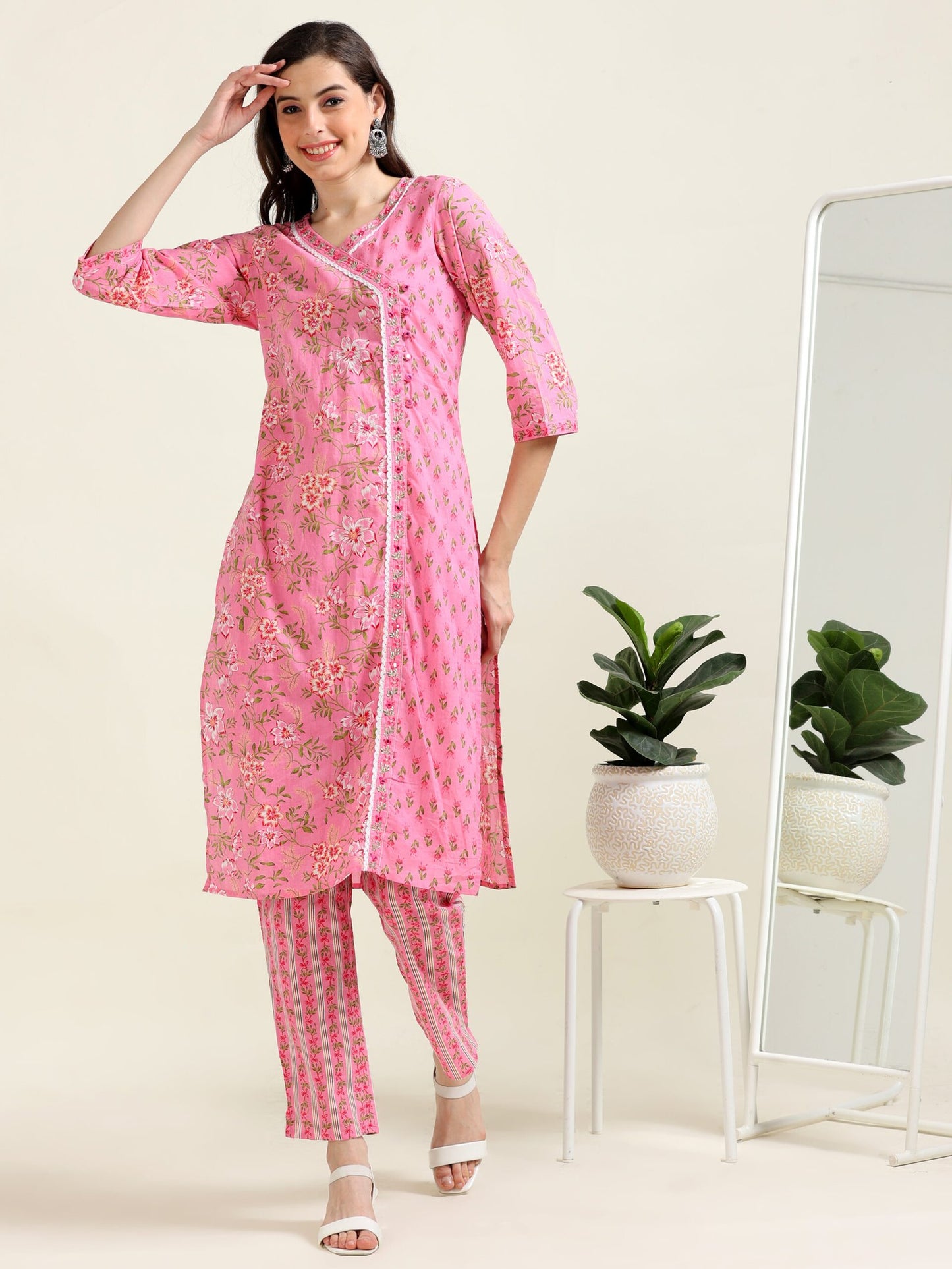 Pink Barbie Bliss – Embroidered Cotton 3-Piece Set (2DF-2-C1)