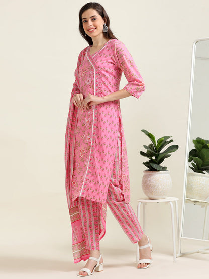 Pink Barbie Bliss – Embroidered Cotton 3-Piece Set (2DF-2-C1)