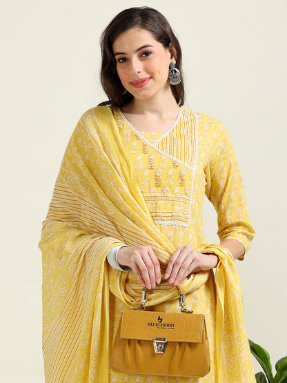 Lemon Yellow Radiance – Embroidered Cotton 3-Piece Set (2DF-4-C2)
