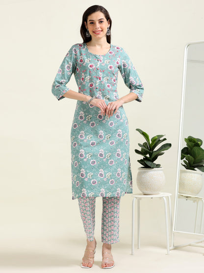 Sea Green Summer Glow – Handworked Cotton 3-Piece Set (2DF-6-C3)