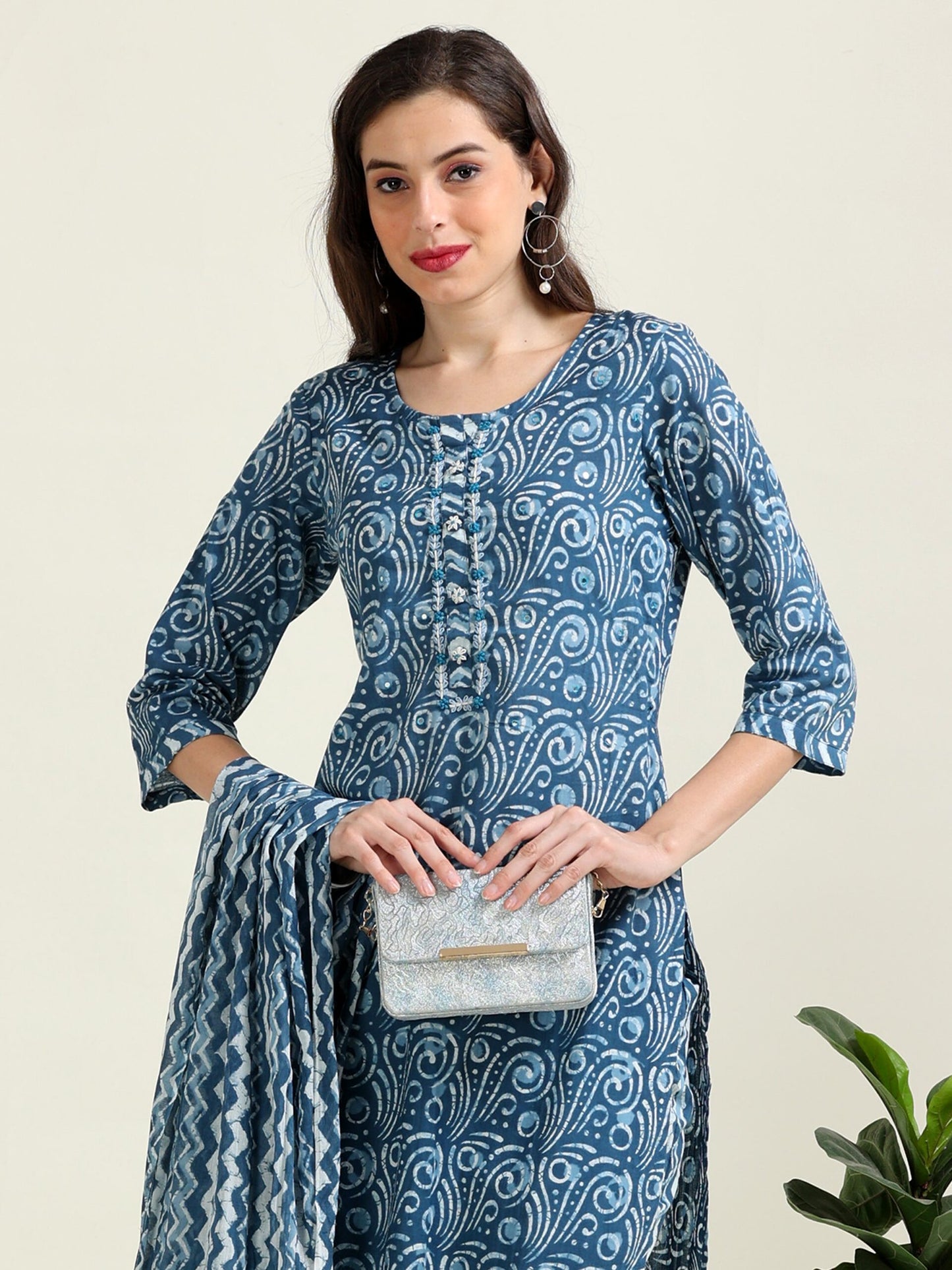 Indigo Harmony – Timeless Handworked Cotton 3 piece set (2DF-6-C7)