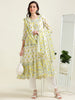 Off-White Brunch Bloom – Anarkali Cotton 3-Piece Se (2DF-9-C5)