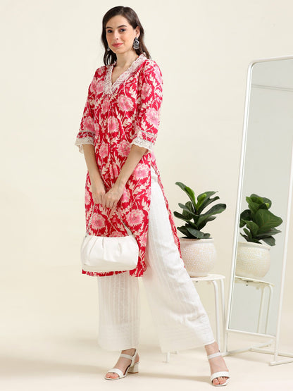 Cherry Pearl Glow – Mul Cotton & Palazzo Set (2FW-2-B2)