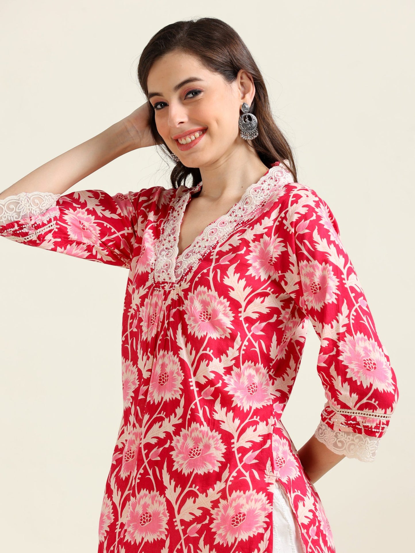 Cherry Pearl Glow – Mul Cotton & Palazzo Set (2FW-2-B2)