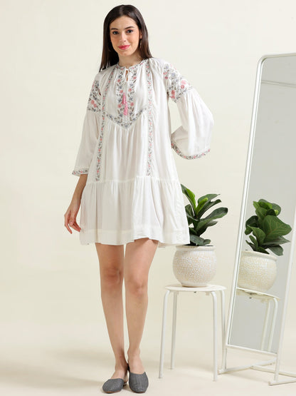 White Elegance – String Detail Indo-Western Dress (2PS-9-A5)