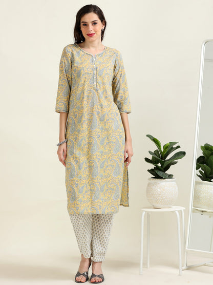 Sunshine Glow – Lemon Yellow & Off-White Breezy 3 piece set (2TP-4-C17)