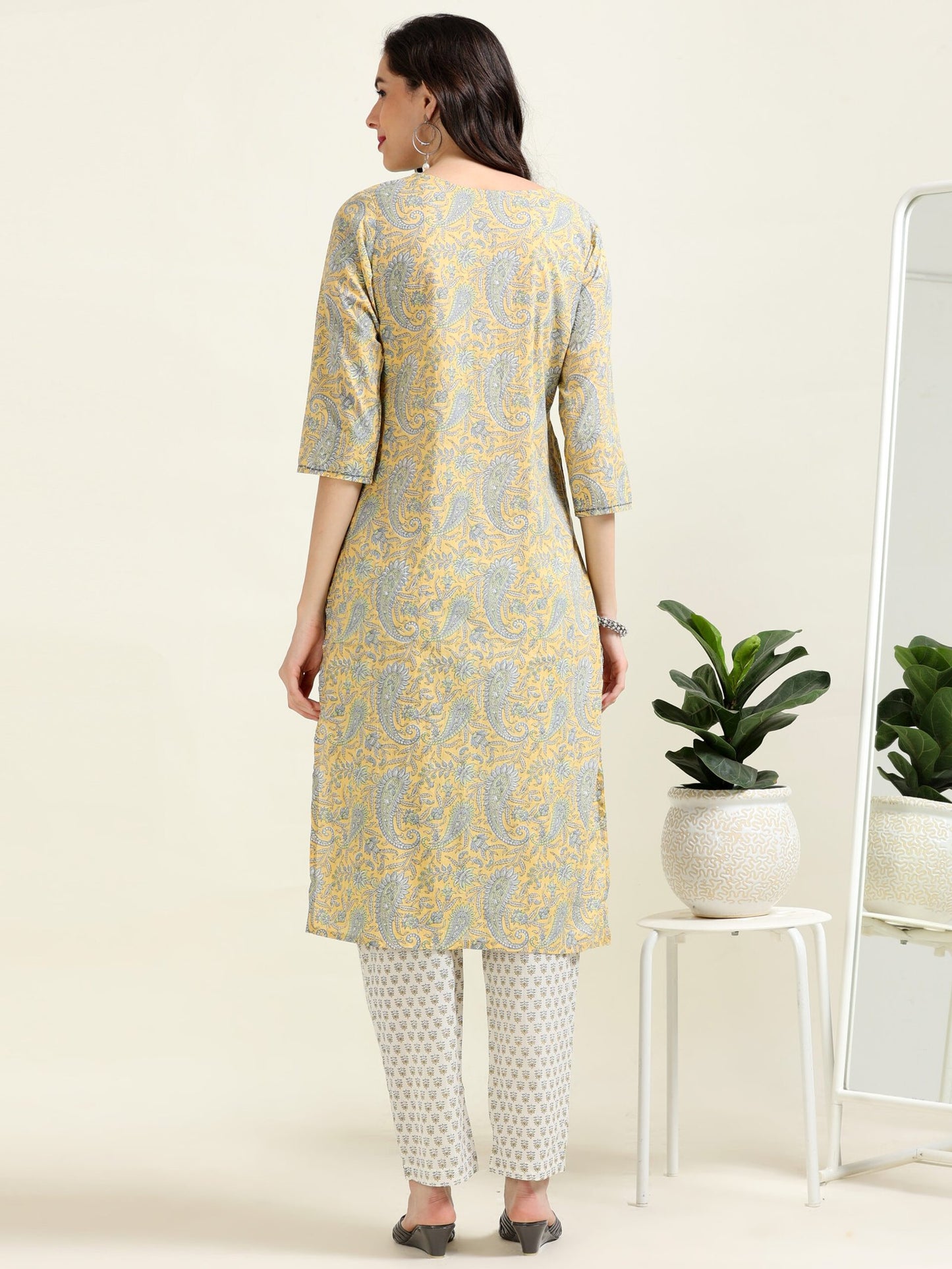 Sunshine Glow – Lemon Yellow & Off-White Breezy 3 piece set (2TP-4-C17)