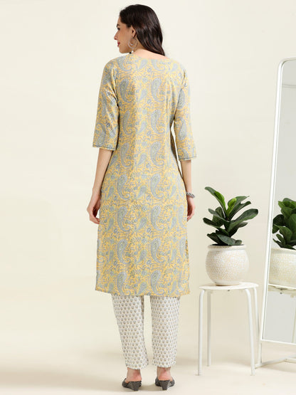 Sunshine Glow – Lemon Yellow & Off-White Breezy 3 piece set (2TP-4-C17)