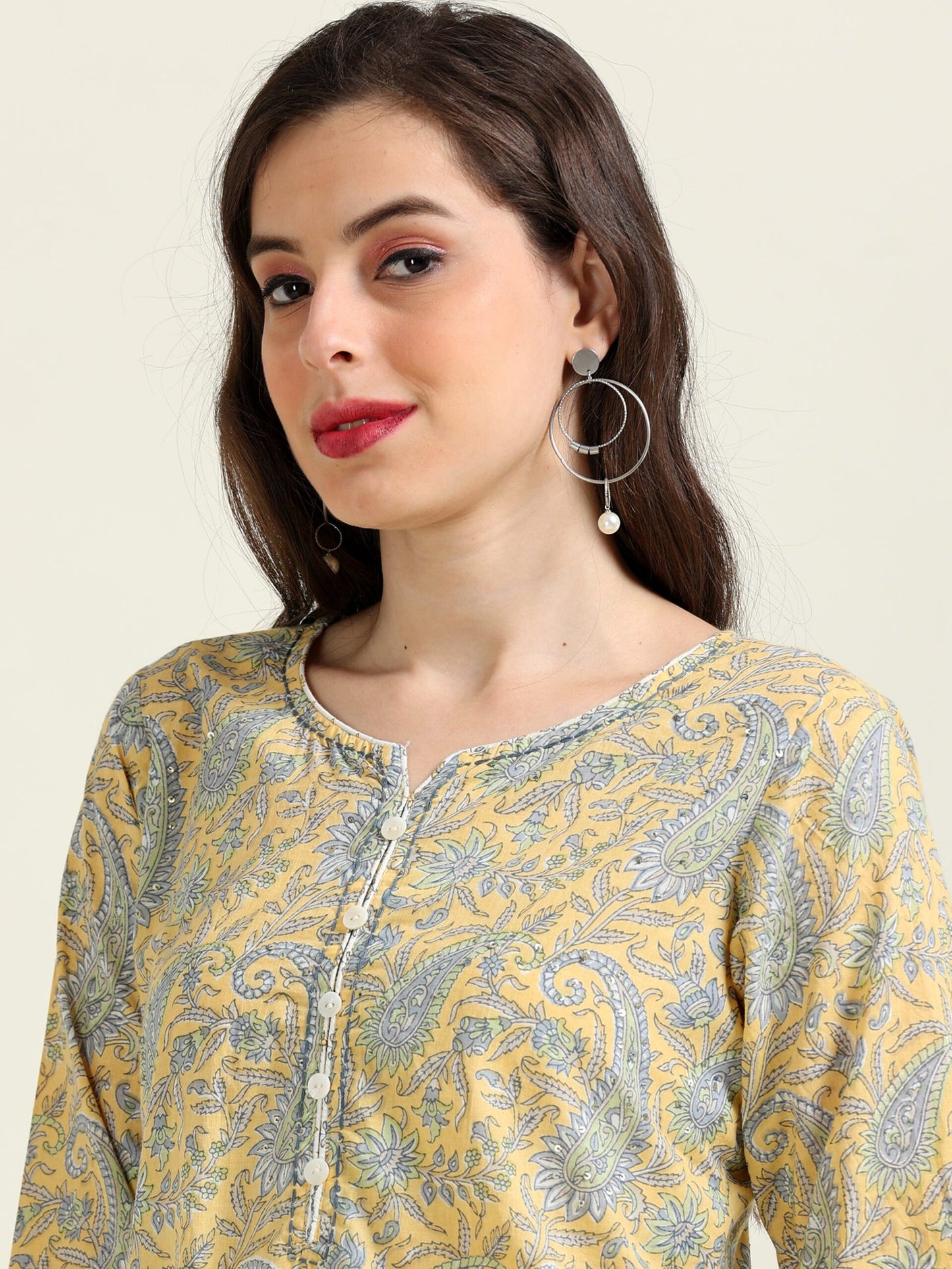 Sunshine Glow – Lemon Yellow & Off-White Breezy 3 piece set (2TP-4-C17)