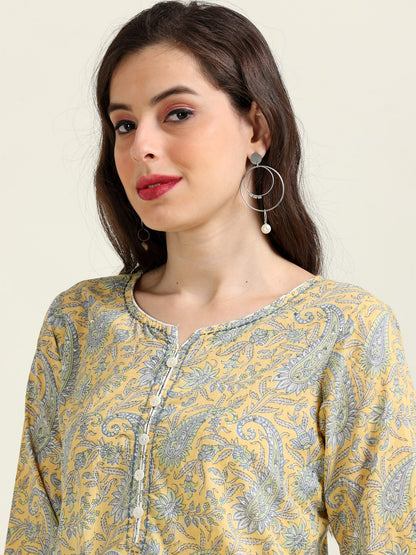 Sunshine Glow – Lemon Yellow & Off-White Breezy 3 piece set (2TP-4-C17)